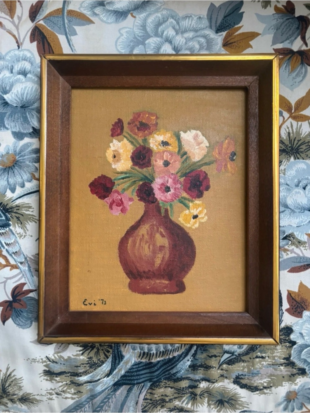 Vintage Paint by Numbers Framed Floral Painting ~ Bohemian